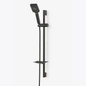 Sürgülü Duş Seti Siyah Kare Başlıklı Düğmeli El Duşu Hortumu Tutacağıyla Modern Lüks Banyo Takımı thumbnail 1