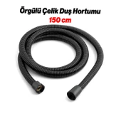 Sürgülü Duş Seti Siyah Kare Başlıklı Düğmeli El Duşu Hortumu Tutacağıyla Modern Lüks Banyo Takımı thumbnail 6