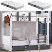 Ranza, Asya Ayrılabilir Çekmeceli Ranza 2 Adet Comfort Yatak thumbnail 1