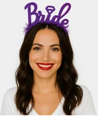 Eğitici Çocuk  Oyuncak Mor Renk Bekarlığa Veda İtalik Yazı Alyanslı Bride Taç - 1