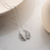 Vaoov 925 Ayar Gümüş Taşlı Kanatlı Melek Kolye thumbnail 4