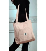 Yumuşak Bez Kumaş Kol Ve Omuz Çantası ağzı fermuarlı kadın çanta pembe thumbnail 1