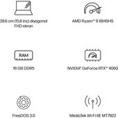 Victus 15-FB3006NT AMD Ryzen 9 8945HS 16GB 1TB SSD RTX4060 Freedos 15.6" Taşınabilir Bilgisayar B82WCEA thumbnail 4