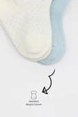 Bistyle Organik 2li Puan Derby Penye Soket Çorap BS2000 Mavi Ekru thumbnail 8