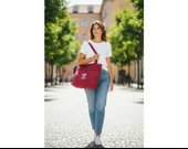 Yumuşak Bez Kumaş Kol Ve Omuz Çantası ağzı fermuarlı kadın çanta bordo thumbnail 3