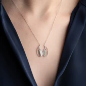 Vaoov 925 Ayar Gümüş Taşlı Kanatlı Melek Kolye thumbnail 3