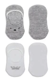 Bistyle 2'Li Babet Cute Face Penye Çorap 30103 Gri Beyaz thumbnail 4