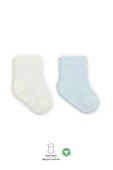 Bistyle Organik 2li Puan Derby Penye Soket Çorap BS2000 Mavi Ekru thumbnail 1