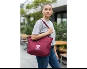 Yumuşak Bez Kumaş Kol Ve Omuz Çantası ağzı fermuarlı kadın çanta bordo thumbnail 5