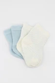 Bistyle Organik 2li Puan Derby Penye Soket Çorap BS2000 Mavi Ekru thumbnail 7