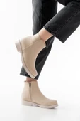 165-204 Bej Süet Fermuarlı Günlük Kadın Bot - 3