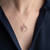 Vaoov 925 Ayar Gümüş Renkli Taşlı Rose Kelebek Kolye thumbnail 3