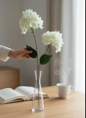 Yapay Çiçek Ortanca 90cm 2Toplu Beyaz Tek Dal Kumaş Çiçek Uzun Dal thumbnail 5