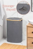 Porsima Mio-101 Bambu Banyo Kirli Çamaşır Sepeti Banyo Düzenleyici Sepet 44X66 cm - 1