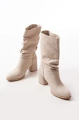 RS-2430 Bej Topuklu Körüklü Günlük Kadın Bot thumbnail 3