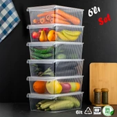 Porsima 3184 6'lı Kapaklı Dolap İçi ve Buzdolabı İçi Düzenleyici Banyo Mutfak Organizeri 6 Litre - 1