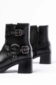 5109-3028 Siyah Toka Aksesuarlı Fermuarlı Topuklu Günlük Kadın Bot thumbnail 5