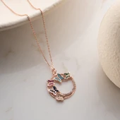 Vaoov 925 Ayar Gümüş Renkli Taşlı Rose Kelebek Kolye thumbnail 4