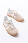 M-1004 Bej Süet Bağcıklı Termo Taban Günlük Kadın Spor thumbnail 3