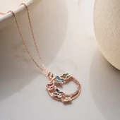 Vaoov 925 Ayar Gümüş Renkli Taşlı Rose Kelebek Kolye thumbnail 1