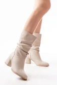 RS-2430 Bej Topuklu Körüklü Günlük Kadın Bot thumbnail 1