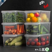 Porsima 3185 6'lı Kapaklı Dolap İçi ve Buzdolabı İçi Düzenleyici Banyo Mutfak Organizeri 8 Litre - 1