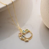 Vaoov 925 Ayar Gümüş Renkli Taşlı Kelebek Kolye thumbnail 2