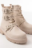 508-3039 Bej Toka Aksesuarlı Fermuarlı  Günlük Kadın Bot thumbnail 5