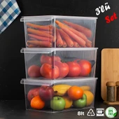 Porsima 3185 3 Adet Kapaklı Dolap İçi ve Buzdolabı İçi Düzenleyici Banyo Mutfak Organizeri 8 Litre - 1