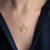 Vaoov 925 Ayar Gümüş Renkli Taşlı Kelebek Kolye thumbnail 3