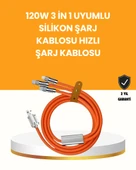120 W Şarj ve Veri Aktarımı Kablo– 3 Başlıklı Çok Amaçlı Kablo Yüksek Hızlı - 1