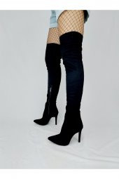 Hadrian Siyah Süet Diz Üstü Çizme - 2