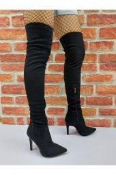 Hadrian Siyah Süet Diz Üstü Çizme - 4
