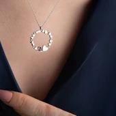 Vaoov 925 Ayar Gümüş Kalp Çemberi Kolye thumbnail 5