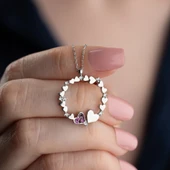 Vaoov 925 Ayar Gümüş Kalp Çemberi Kolye thumbnail 1