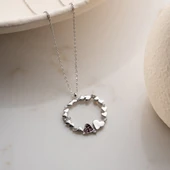 Vaoov 925 Ayar Gümüş Kalp Çemberi Kolye thumbnail 4