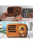 NS-3380 Küçük Boy Retro, Nostaljik, Ahşap Tasarım Bluetooth Hoparlörlü, Şarjlı, Taşınabilir Büyük Döndürülebilen Düğmeli Fm/am thumbnail 2