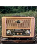 NS-8098  Retro, Nostaljik, Ahşap Tasarım Bluetooth Hoparlörlü, Şarjlı, Taşınabilir Fm/am Destekli Radyo thumbnail 2