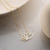 Vaoov 925 Ayar Gümüş Modern Lotus Çiçeği Kolye thumbnail 4