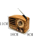 NS-3380 Küçük Boy Retro, Nostaljik, Ahşap Tasarım Bluetooth Hoparlörlü, Şarjlı, Taşınabilir Büyük Döndürülebilen Düğmeli Fm/am thumbnail 3