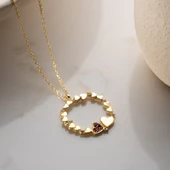 Vaoov 925 Ayar Gümüş Kalp Çemberi Gold Kolye thumbnail 4