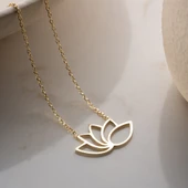 Vaoov 925 Ayar Gümüş Modern Lotus Çiçeği Kolye thumbnail 2