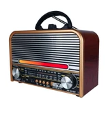 NS-6678 Retro, Nostaljik, Ahşap LED Işıklı Müzik Seti FM Radyo USB MP3 Player Bluetooth Hoparlör Tasarım thumbnail 3