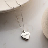 Vaoov 925 Ayar Gümüş Fotoğraflı Kişiye Özel İsimli Kalp Kolye thumbnail 3