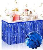 Kendinden Yapışkanlı Mavi Metalize Püsküllü Masa Eteği - 1