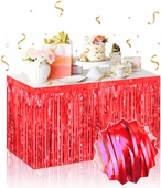 Kendinden Yapışkanlı Kırmızı Metalize Püsküllü Masa Eteği - 1