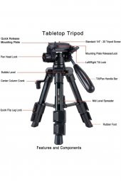 Jmary KP-2203 Profosyonel Tripod Fotoğraf Video Kamera Cep Telefonu - 10