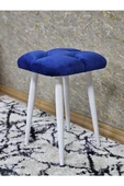 Kare Beyaz Boyalı Konik Ayaklı Tabure - Oturak - Bar Taburesi - Ayaklı Tabure Mavi Renk 33 x 48 Boyut/Ebat - 4