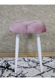Kare Beyaz Boyalı Konik Ayaklı Tabure - Oturak - Bar Taburesi - Ayaklı Tabure Pembe Renk 33 x 48 Boyut/Ebat thumbnail 2
