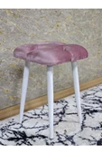 Kare Beyaz Boyalı Konik Ayaklı Tabure - Oturak - Bar Taburesi - Ayaklı Tabure Pembe Renk 33 x 48 Boyut/Ebat thumbnail 1